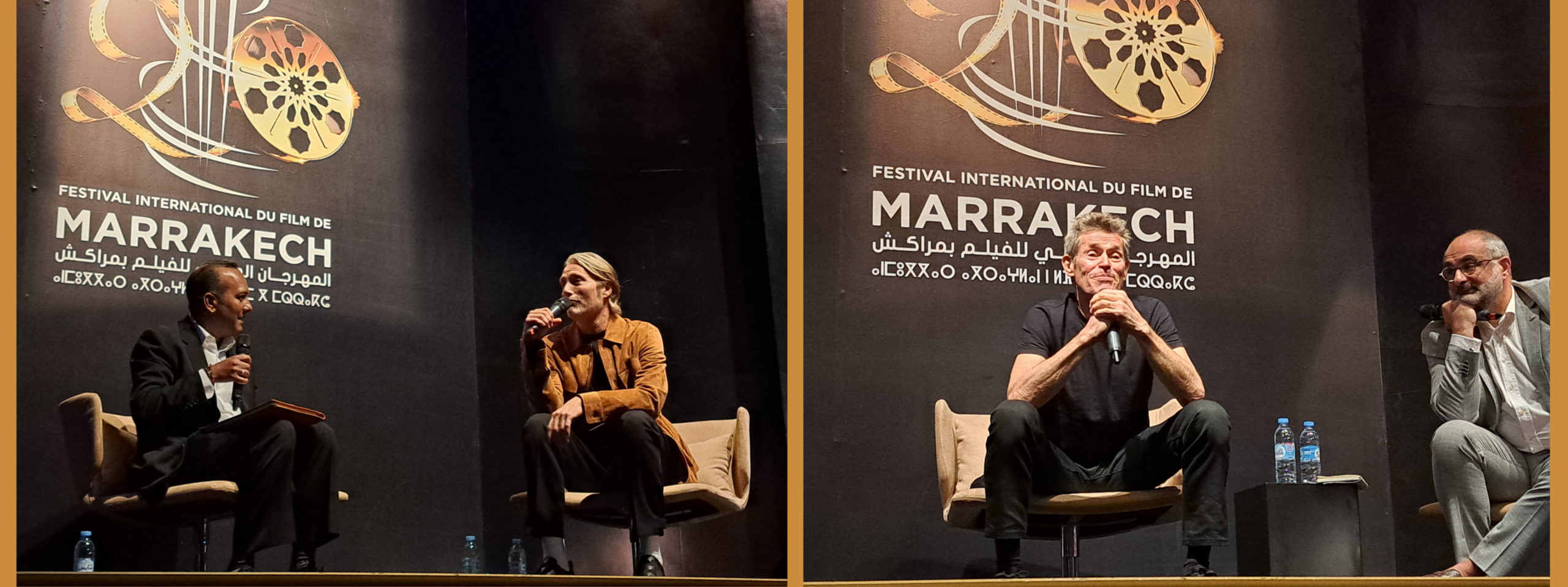 Mads Mikkelsen and Willem Dafoe in conversations at Marrakech Film Festival, November 2023